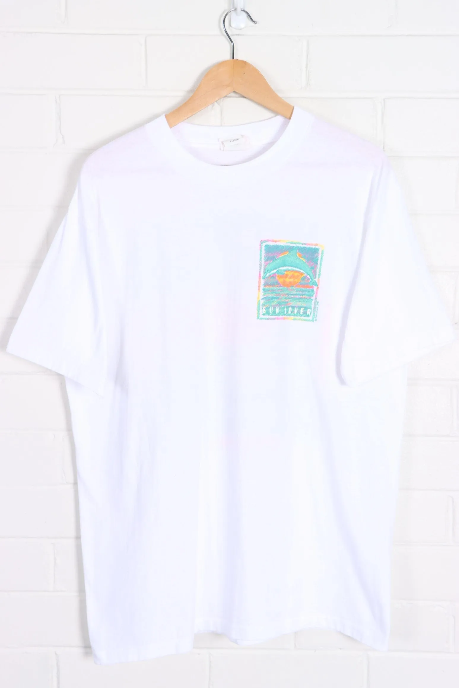 1991 Dolphin "Sun Lover" Single Stitch Front Back T-Shirt (XL)