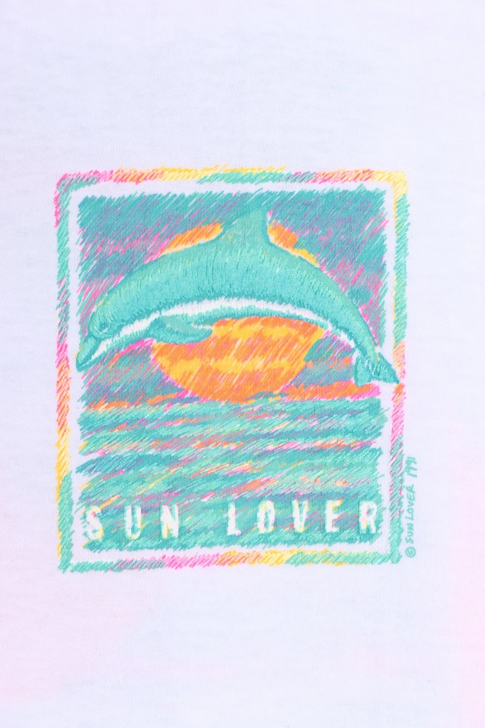 1991 Dolphin "Sun Lover" Single Stitch Front Back T-Shirt (XL)