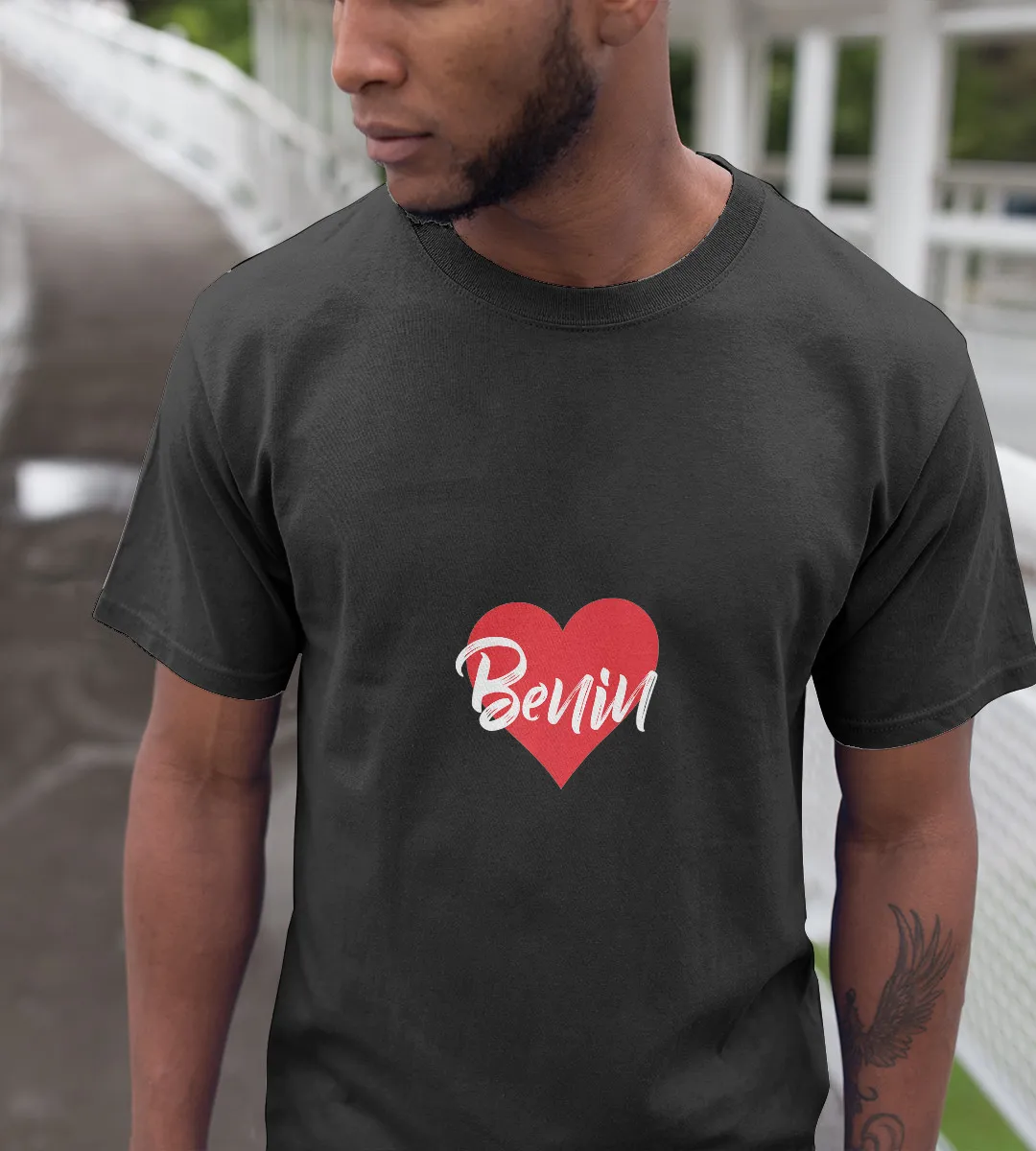 1sttheworld T-Shirt - Heart Benin T-Shirt Black A35