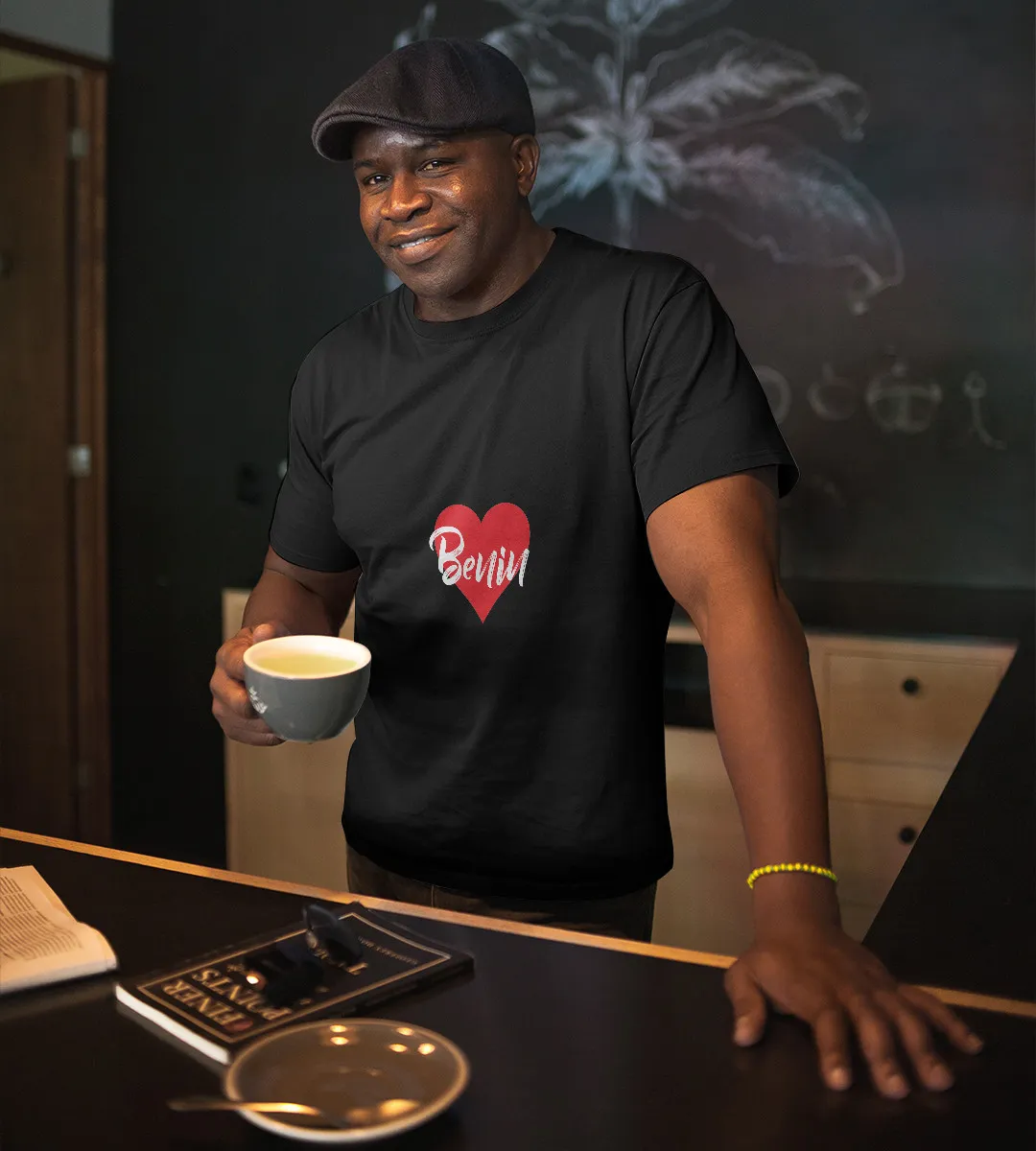 1sttheworld T-Shirt - Heart Benin T-Shirt Black A35