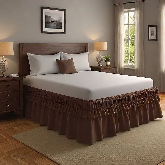 6" Inch Drop Wrap-Around Bed Skirt Ivory 1-Piece Egyptian Cotton