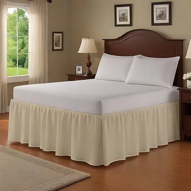 6" Inch Drop Wrap-Around Bed Skirt Ivory 1-Piece Egyptian Cotton