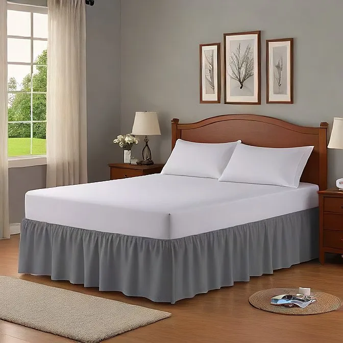 6" Inch Drop Wrap-Around Bed Skirt Ivory 1-Piece Egyptian Cotton