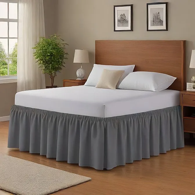 6" Inch Drop Wrap-Around Bed Skirt Ivory 1-Piece Egyptian Cotton