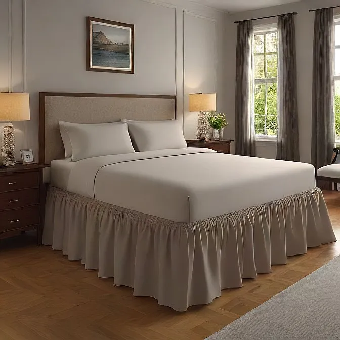 6" Inch Drop Wrap-Around Bed Skirt Ivory 1-Piece Egyptian Cotton