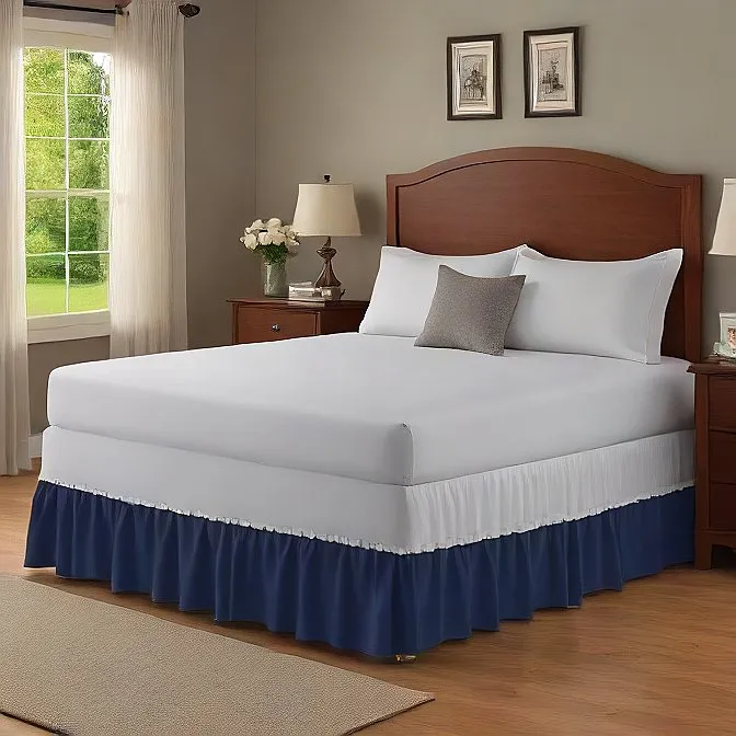 6" Inch Drop Wrap-Around Bed Skirt Ivory 1-Piece Egyptian Cotton