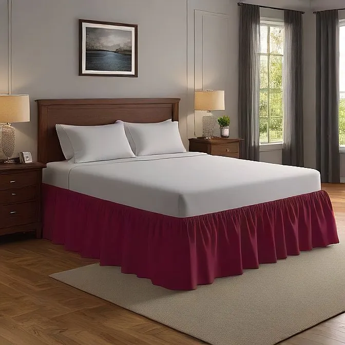 6" Inch Drop Wrap-Around Bed Skirt Ivory 1-Piece Egyptian Cotton