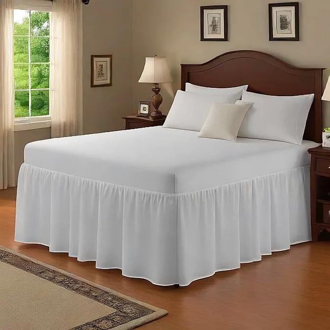 6" Inch Drop Wrap-Around Bed Skirt Ivory 1-Piece Egyptian Cotton