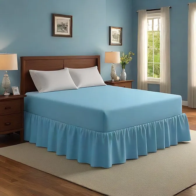 6" Inch Drop Wrap-Around Bed Skirt Ivory 1-Piece Egyptian Cotton