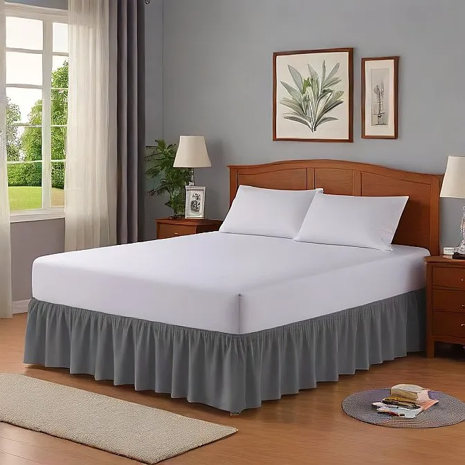 6" Inch Drop Wrap-Around Bed Skirt Ivory 1-Piece Egyptian Cotton