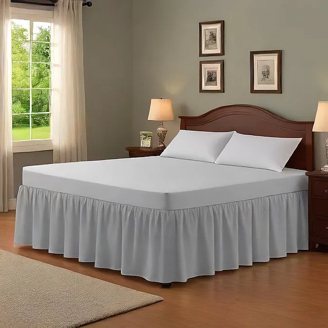 6" Inch Drop Wrap-Around Bed Skirt Ivory 1-Piece Egyptian Cotton