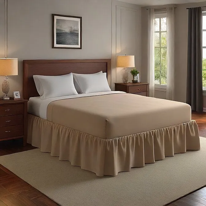 6" Inch Drop Wrap-Around Bed Skirt Ivory 1-Piece Egyptian Cotton