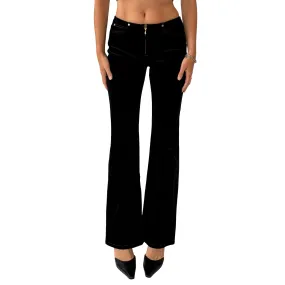 90s Noir Velvet Flares (XS)