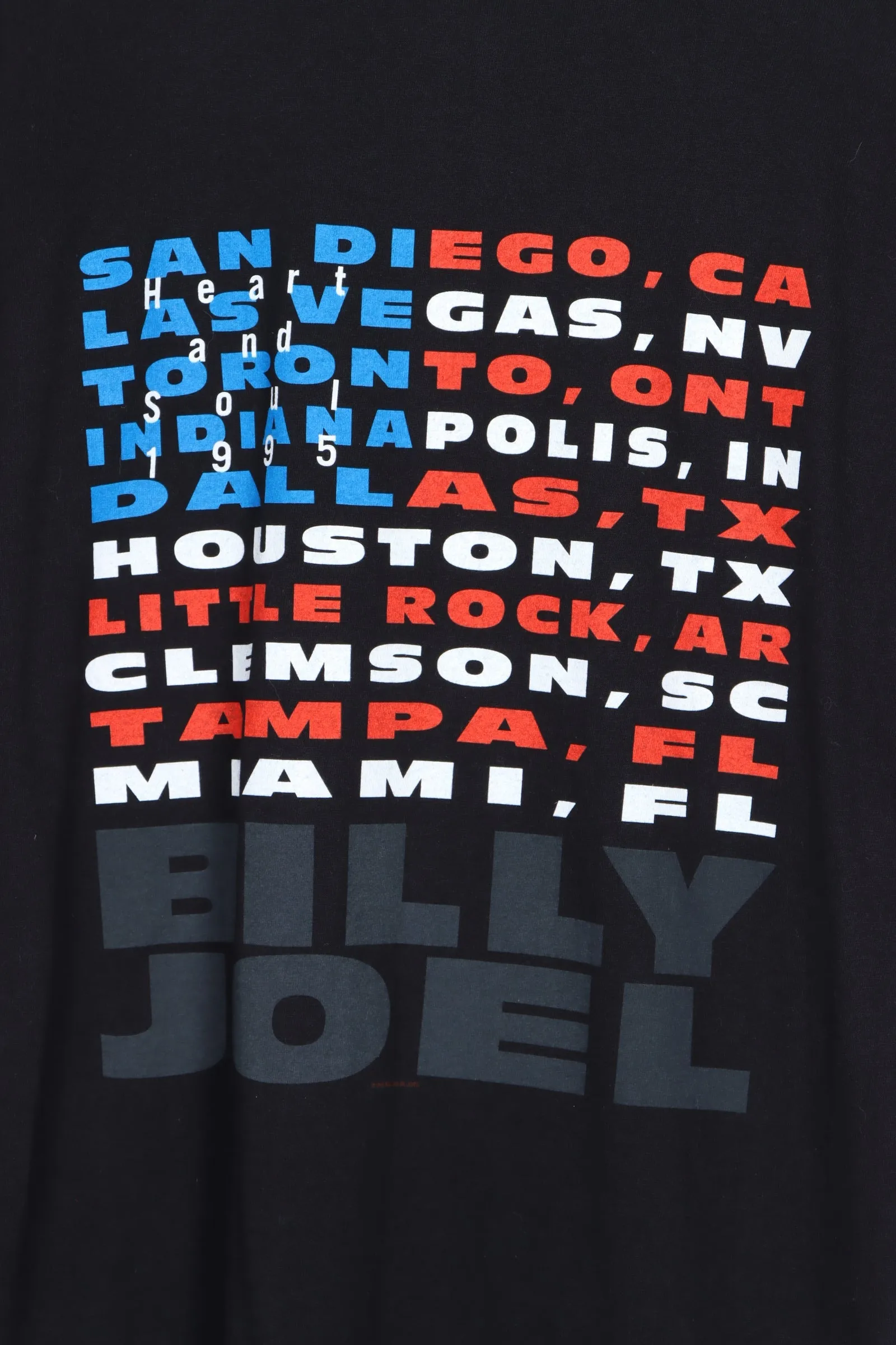 XL Rare Vintage 1995 Billy Joel Heart and Soul Tour Front Back Single Stitch T-Shirt