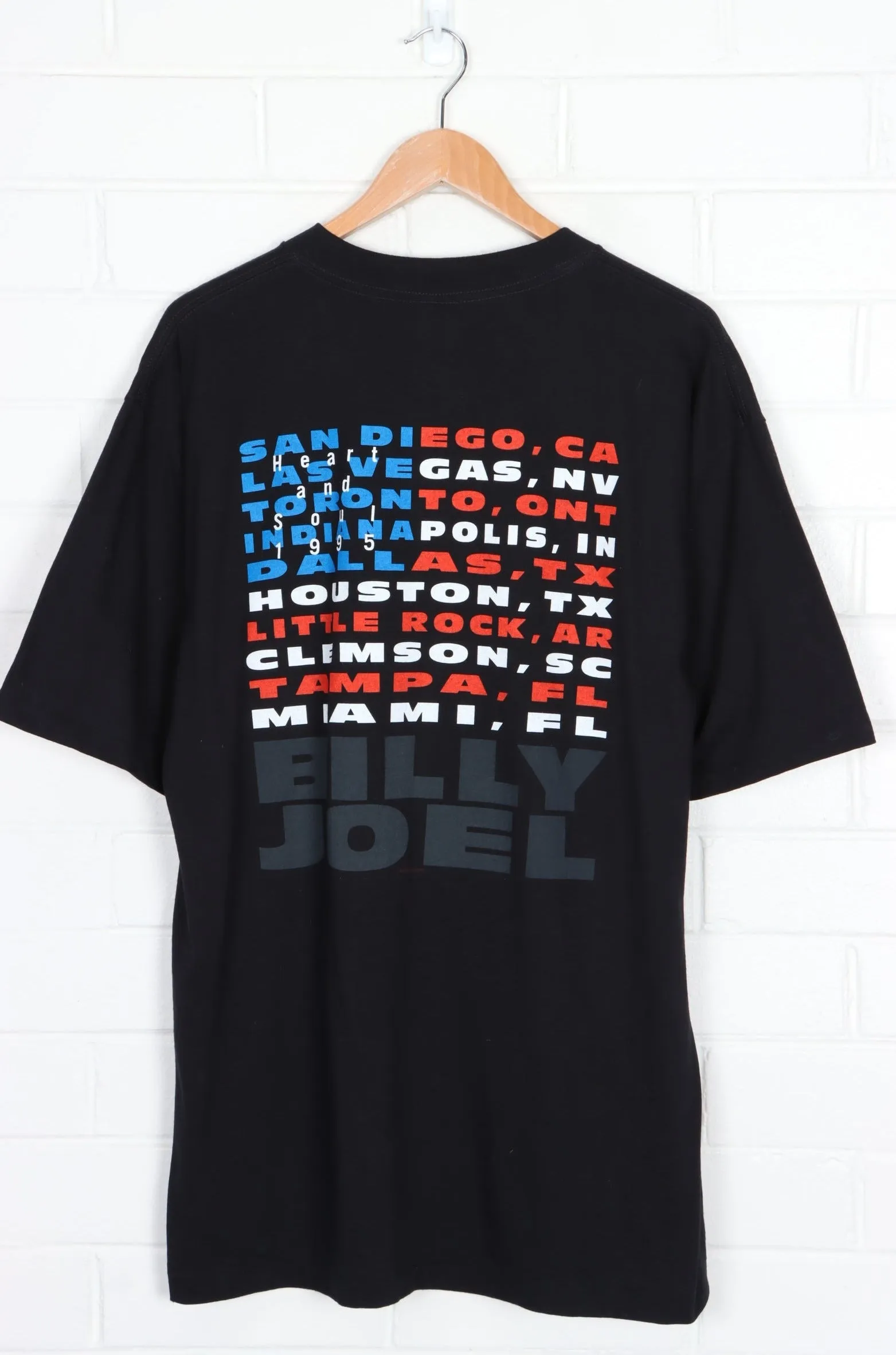 XL Rare Vintage 1995 Billy Joel Heart and Soul Tour Front Back Single Stitch T-Shirt