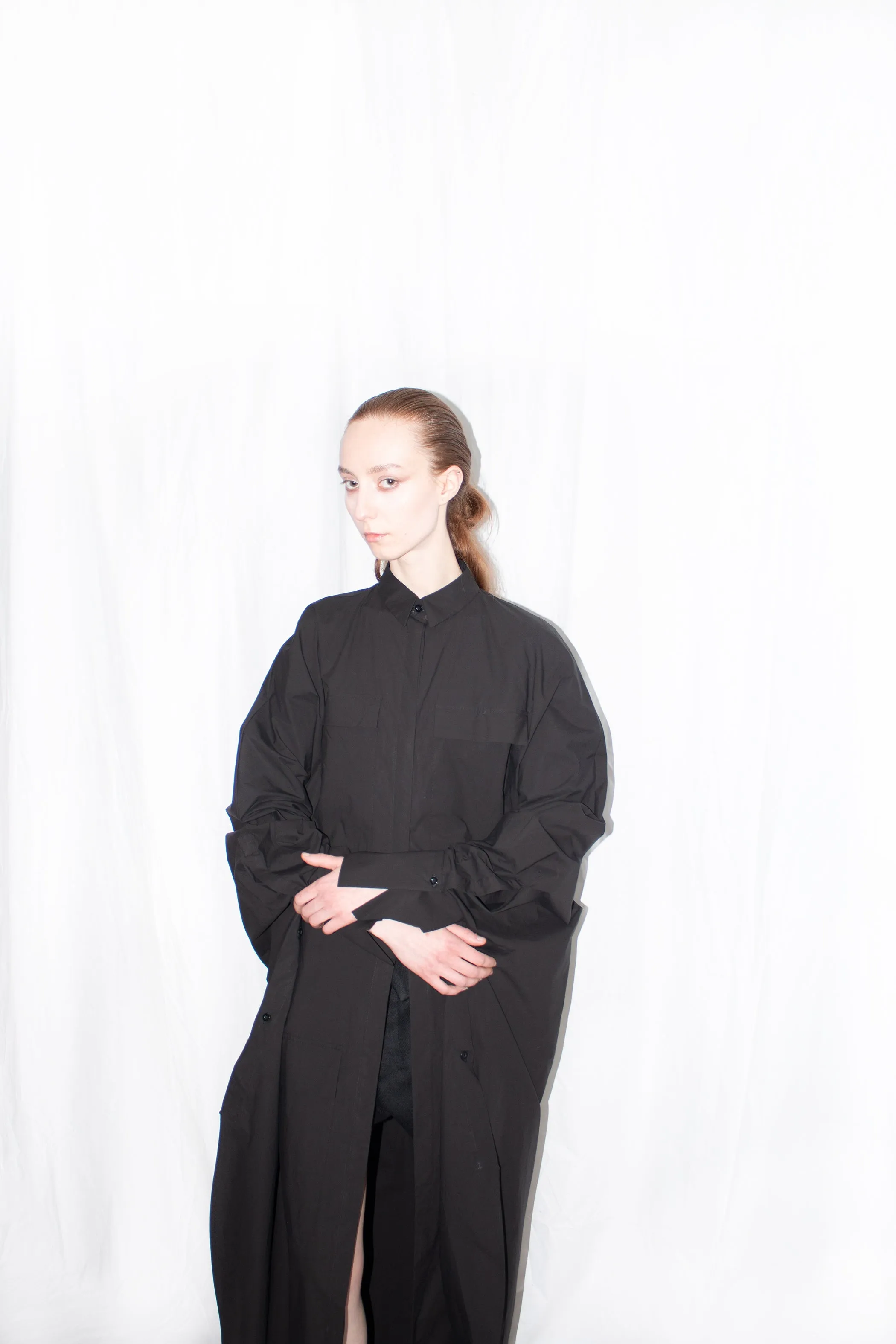 Black Elongated Cloak Shirt