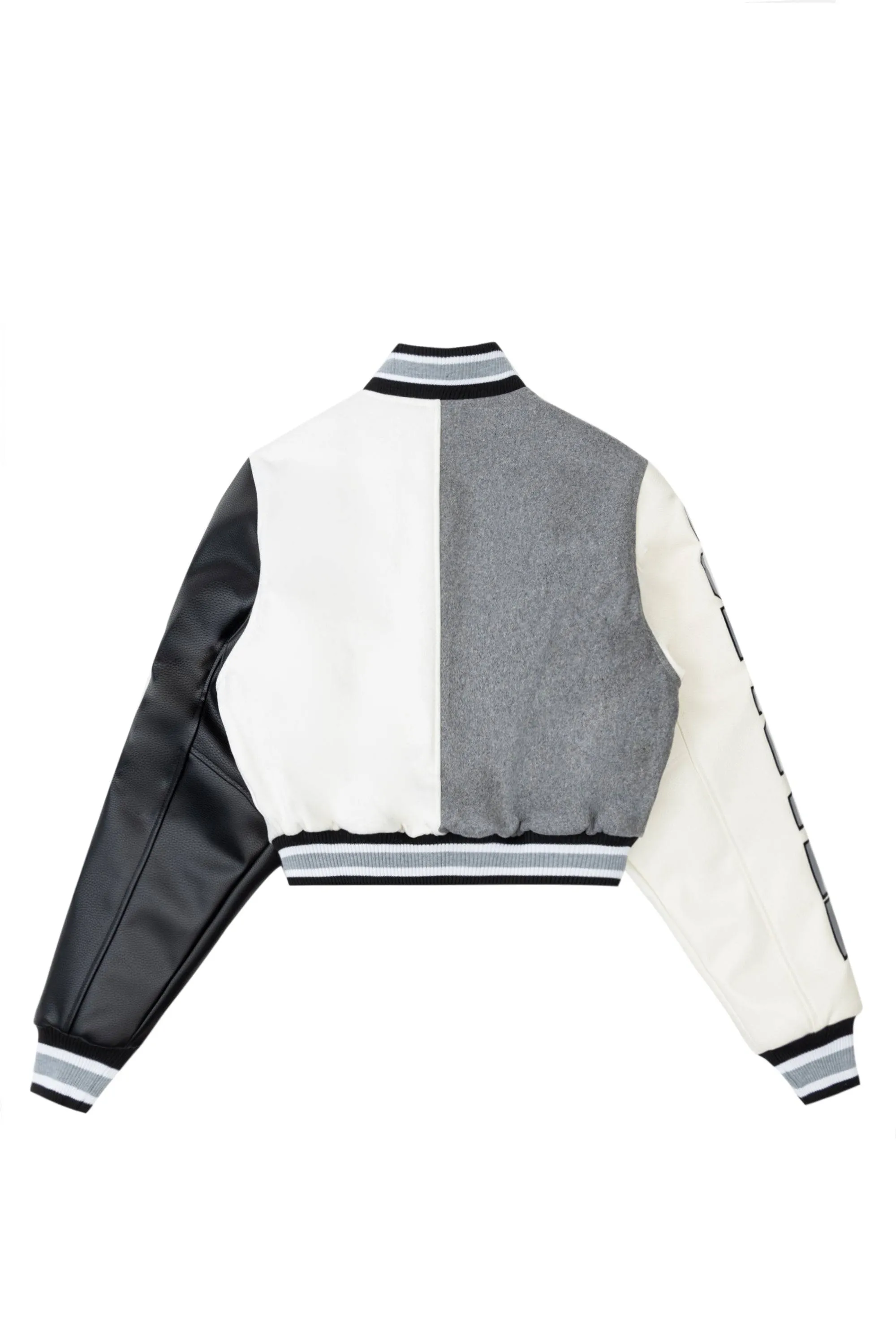 Cropped All Star Varsity Jacket - Light Grey