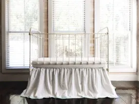 Farmhouse Tailored Crib Skirt in White and Mist