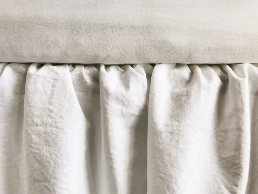 Farmhouse Tailored Crib Skirt in White and Mist