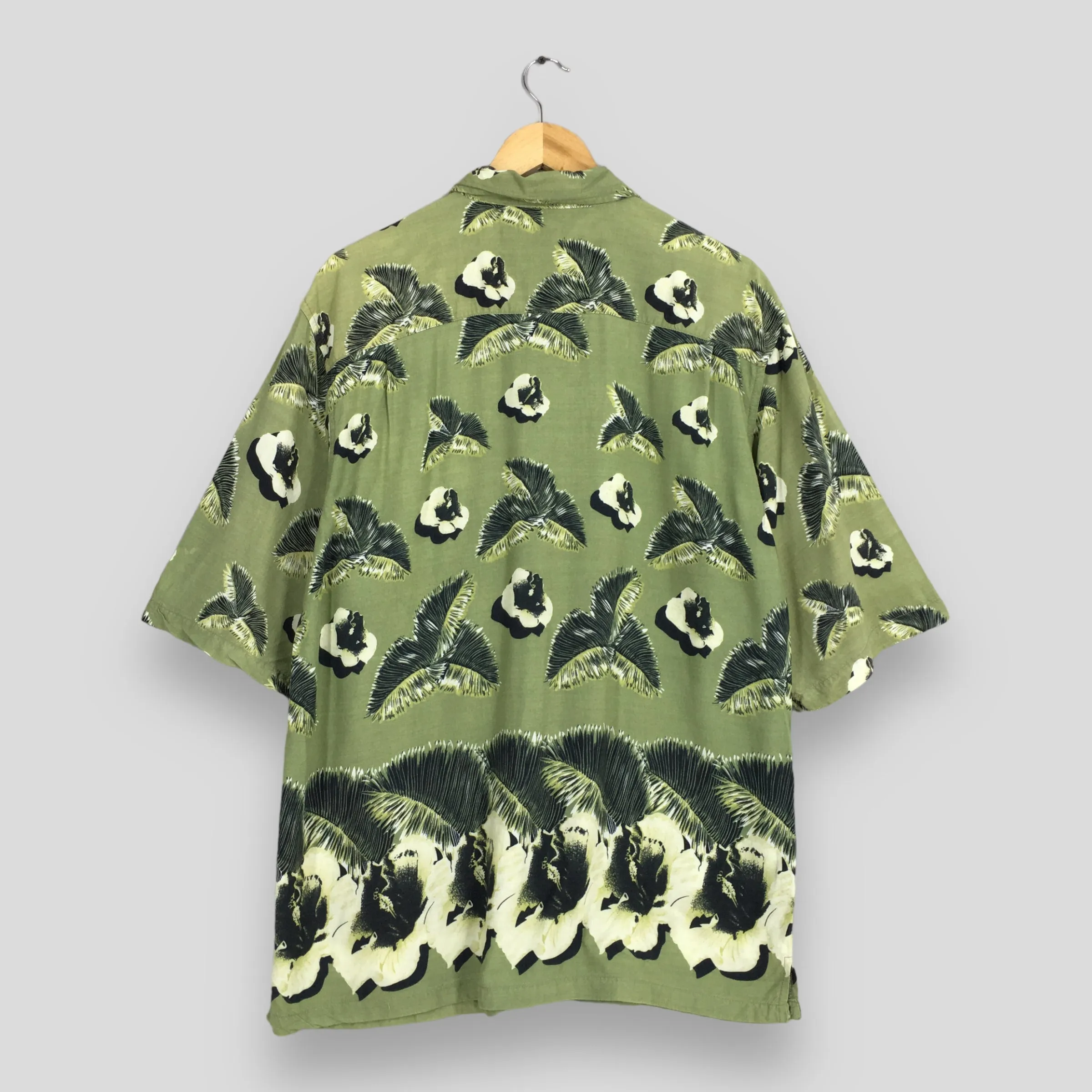 Floral Leaves Shirt Large Mens Hawaii Aloha Floral Guam Beach Party