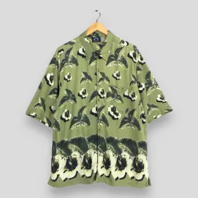 Floral Leaves Shirt Large Mens Hawaii Aloha Floral Guam Beach Party