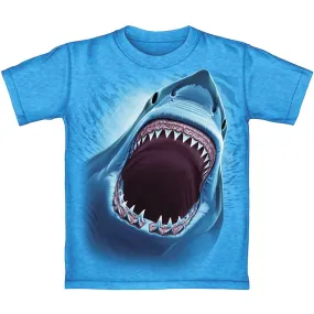 Great White Shark Turquoise Heathered Adult Tee Shirt (Adult Medium