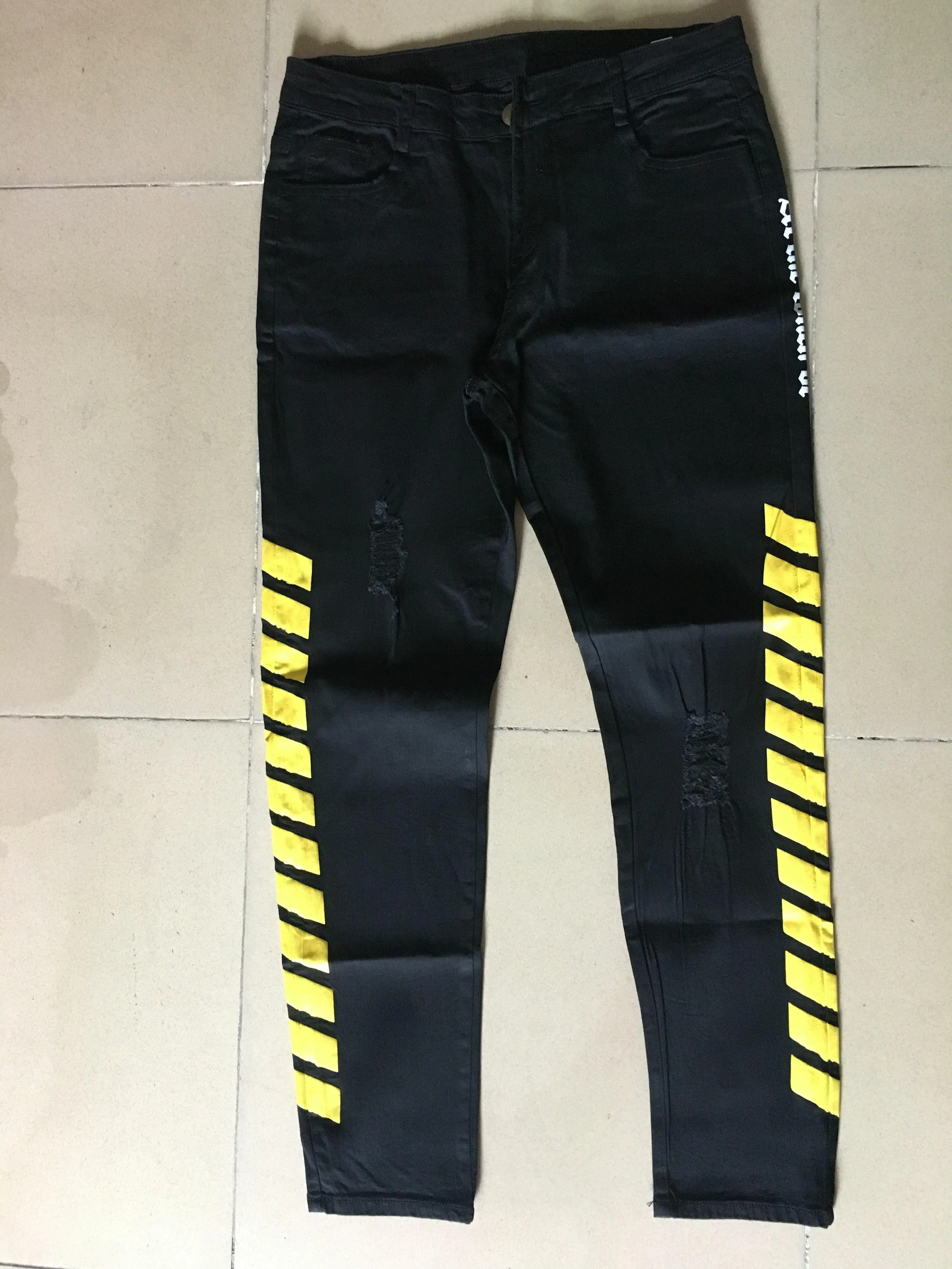 Men's Skinny Yellow Stripes Light Jeans