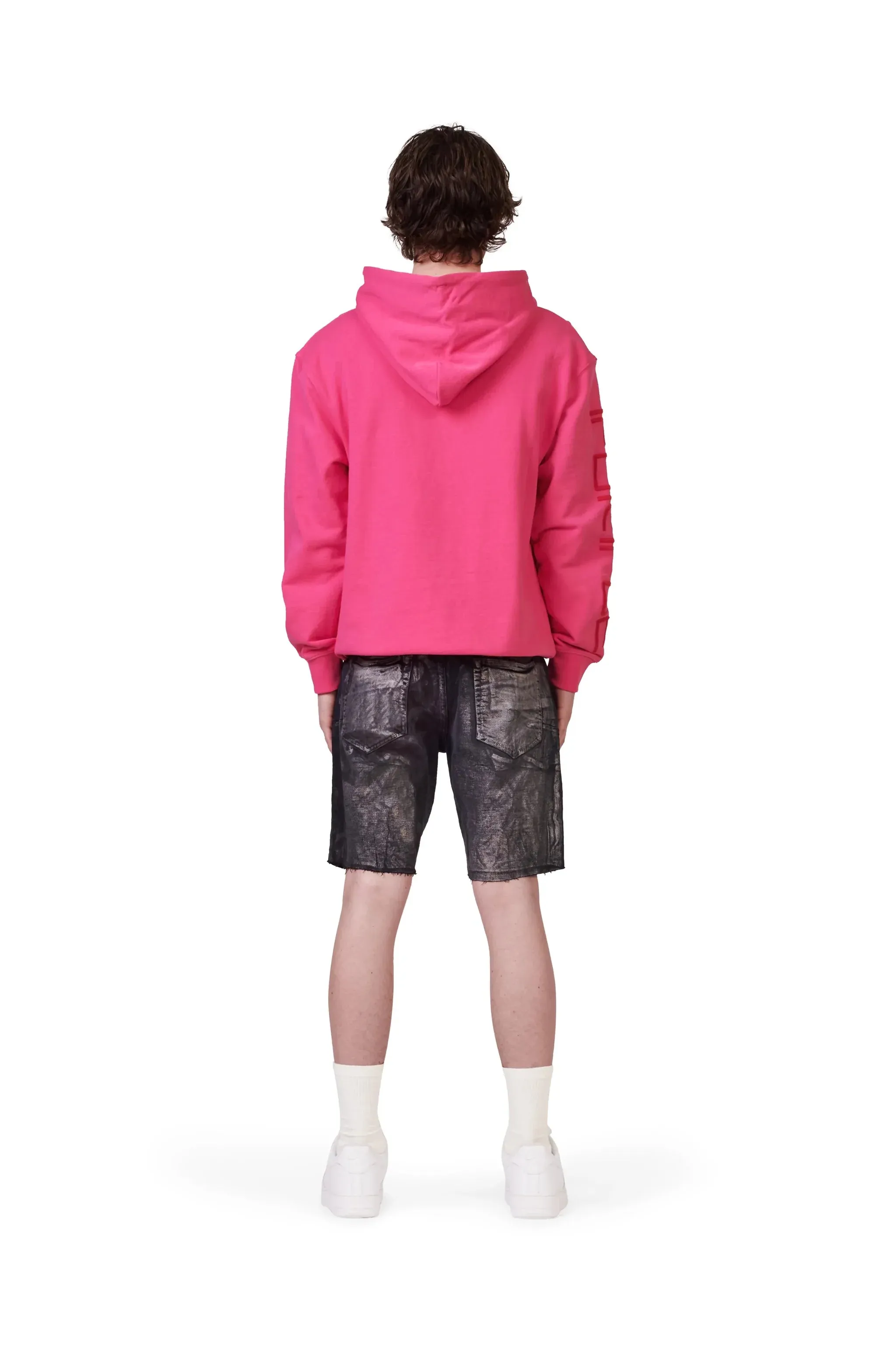 PURPLE BRAND P020 Mid Rise Short Washed Black Iridescent Pearl