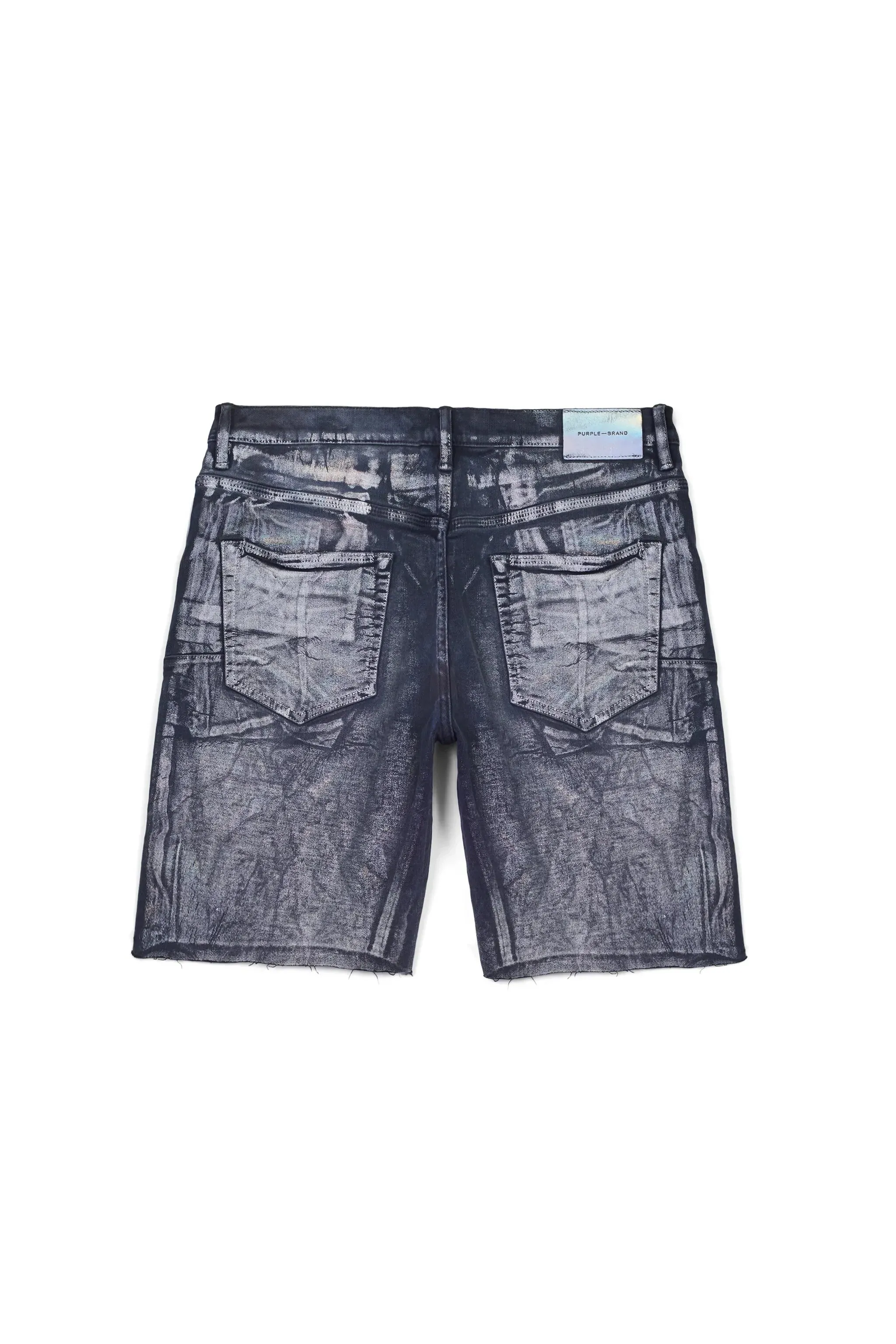 PURPLE BRAND P020 Mid Rise Short Washed Black Iridescent Pearl