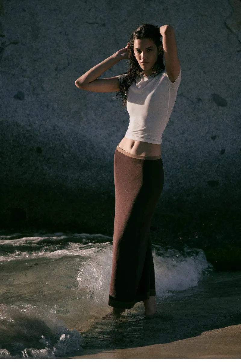 SALVADOR BEADED MIDI SKIRT-BISCOTTI