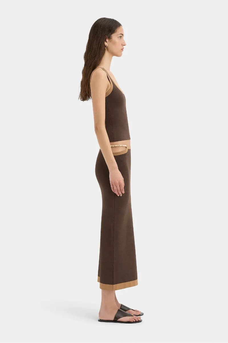 SALVADOR BEADED MIDI SKIRT-BISCOTTI