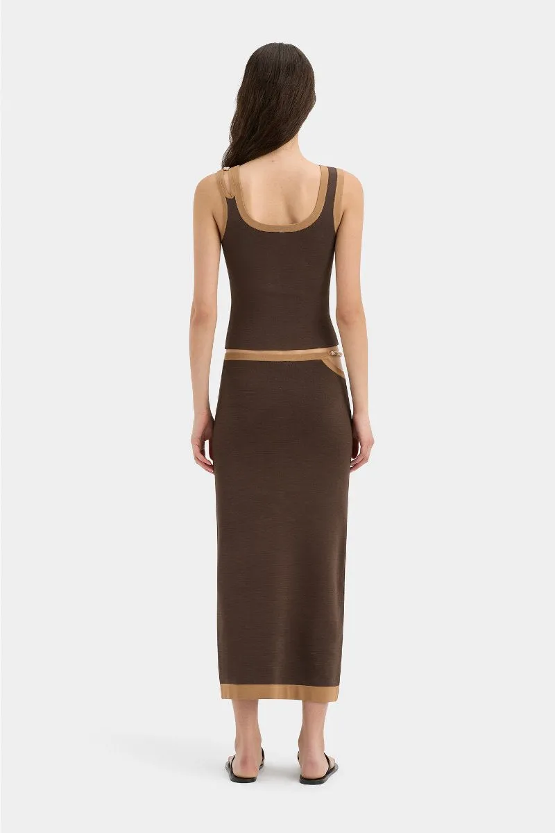 SALVADOR BEADED MIDI SKIRT-BISCOTTI