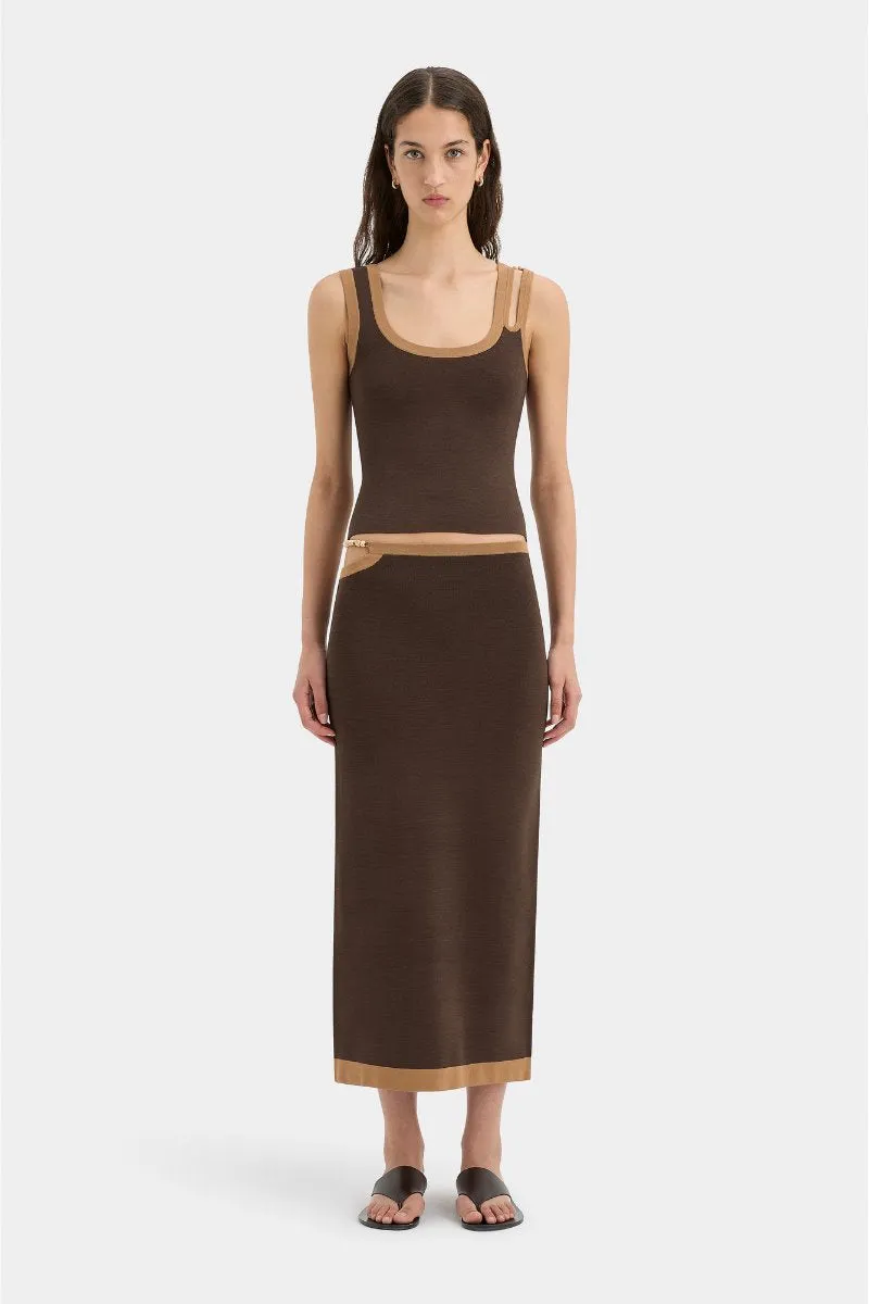 SALVADOR BEADED MIDI SKIRT-BISCOTTI